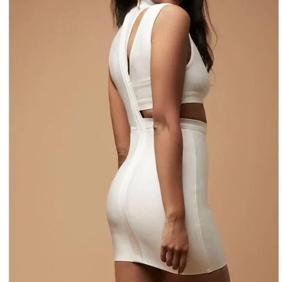 Herve Leger Cutout Bandage White Dress - Picture 3 of 5